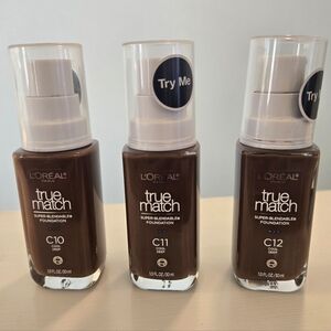 L'Oreal True Match Foundation Set - Deep Shades C10 C11 C12 NEW